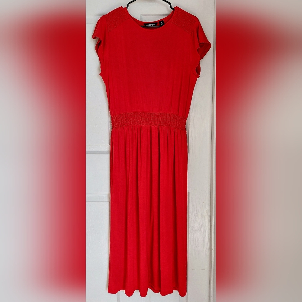 Lands' End Vibrant Red Midi Dress